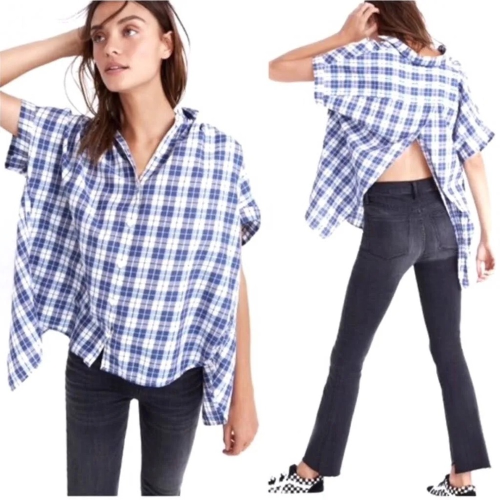 NWT Madewell plaid open back top